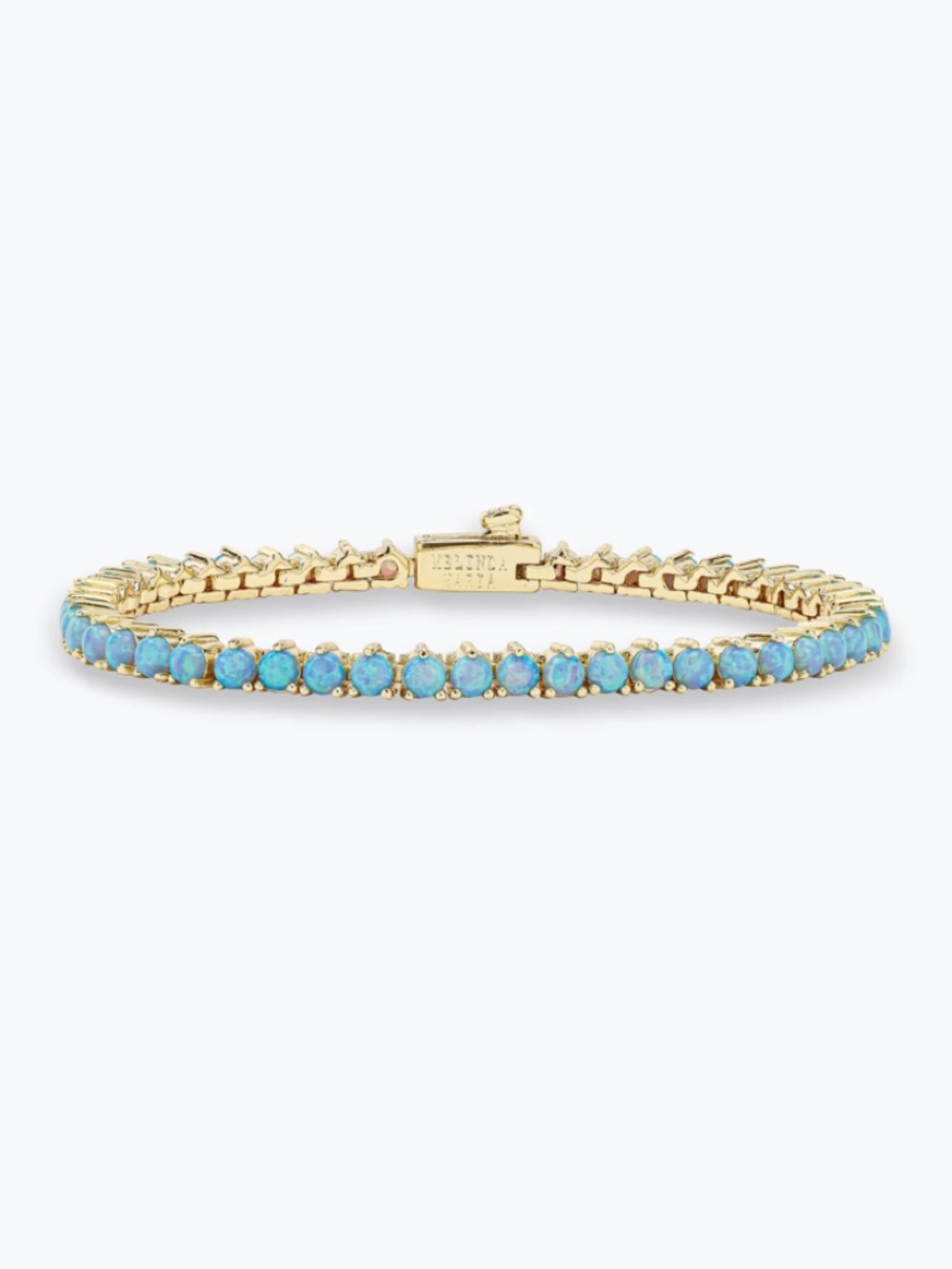 Melinda Maria Gold Tennis Bracelet with Blue Opal Stones
